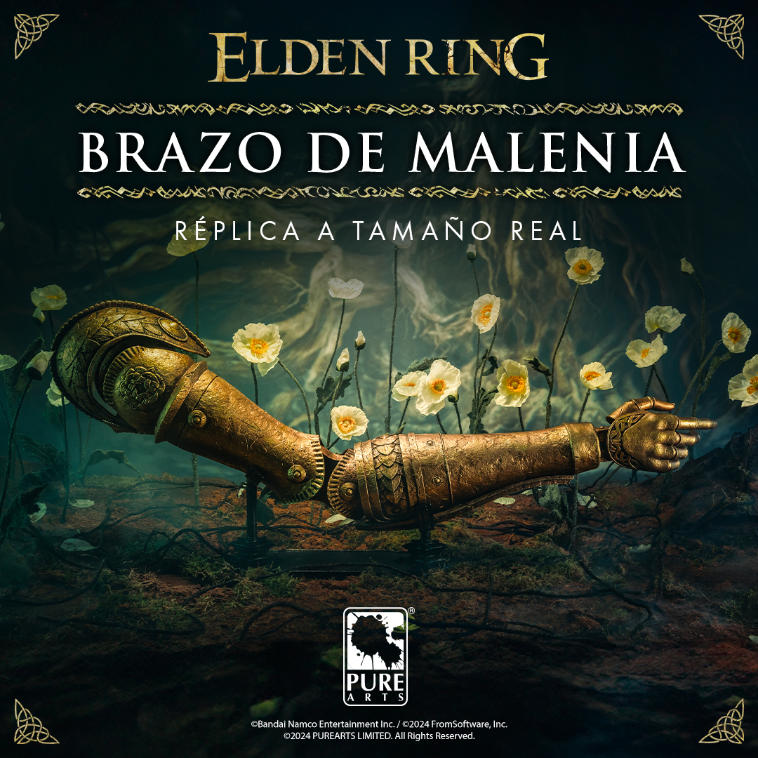 'Jamás he conocido la derrota.' ¡La réplica a tamaño real del brazo de Malenia ya está disponible! Esta preciosa pieza de edición limitada elaborada por Pure Arts es el complemento perfecto para la colección de todo fan de #ELDENRING ⚔️ ➡️ bnent.eu/MaleniaArm