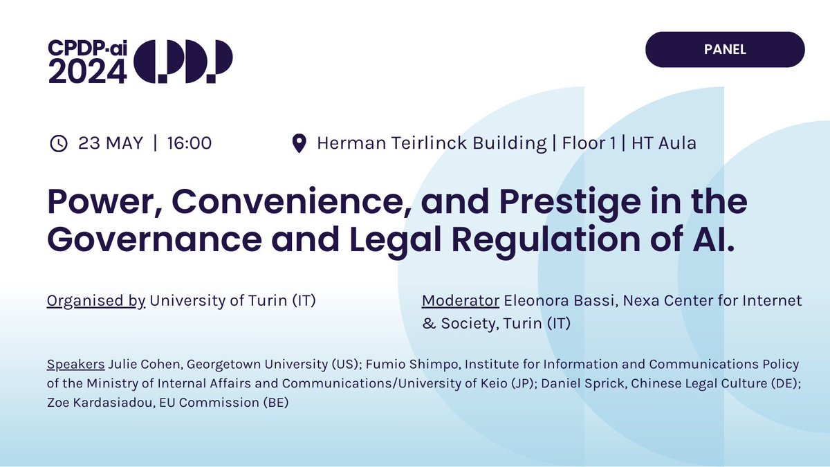 Is there any new Brussels effect at hand? Organised by @unito with Eleonora Bassi @nexacenter, @julie17usc @Georgetown, Fumio Shimpo @KeioGlobal, Daniel Sprick, Zoe Kardasiadou @EU_Commission #CPDPai2024 #CPDPconferences #CPDP2024