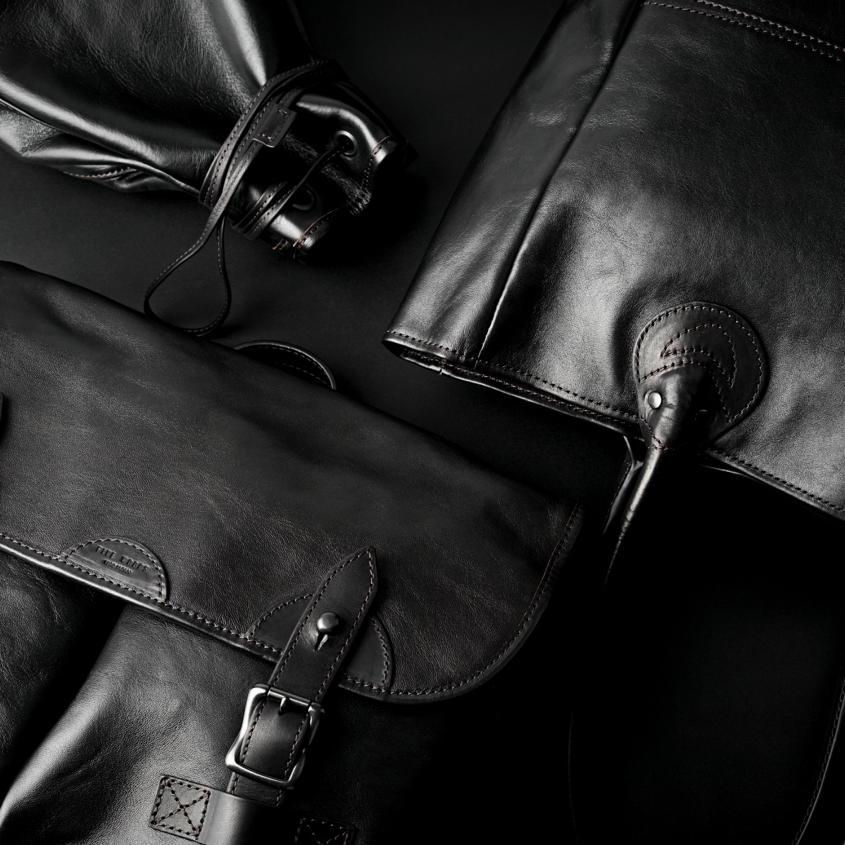 HAYASHIGO林五　ポーチ付き黒DEERレザーバッグ　鹿革手提げバッグ ☆林五創業150年以上の老舗ムラ染め 最高級レザー DRAWER バック