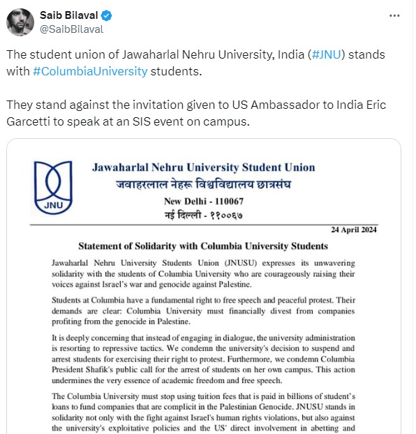 The Islamist and Communist student union of JNU does not represent all the students of JNU and their support of Islamists in USA. 

Global rot. 

@DelhiPolice @EduMinOfIndia 

Please take note as these 'students' and notorious JNUSU, might create some unrest when @USAmbIndia…