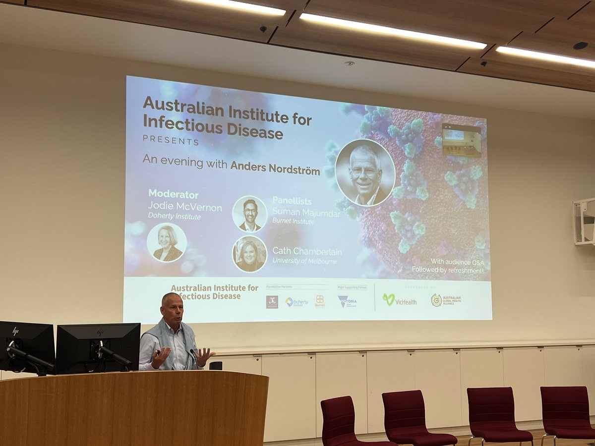 Joining colleagues from @TheDohertyInst & @BurnetInstitute tonight to listen as @NordstrmAnders explores the challenges and opportunities facing global health.
