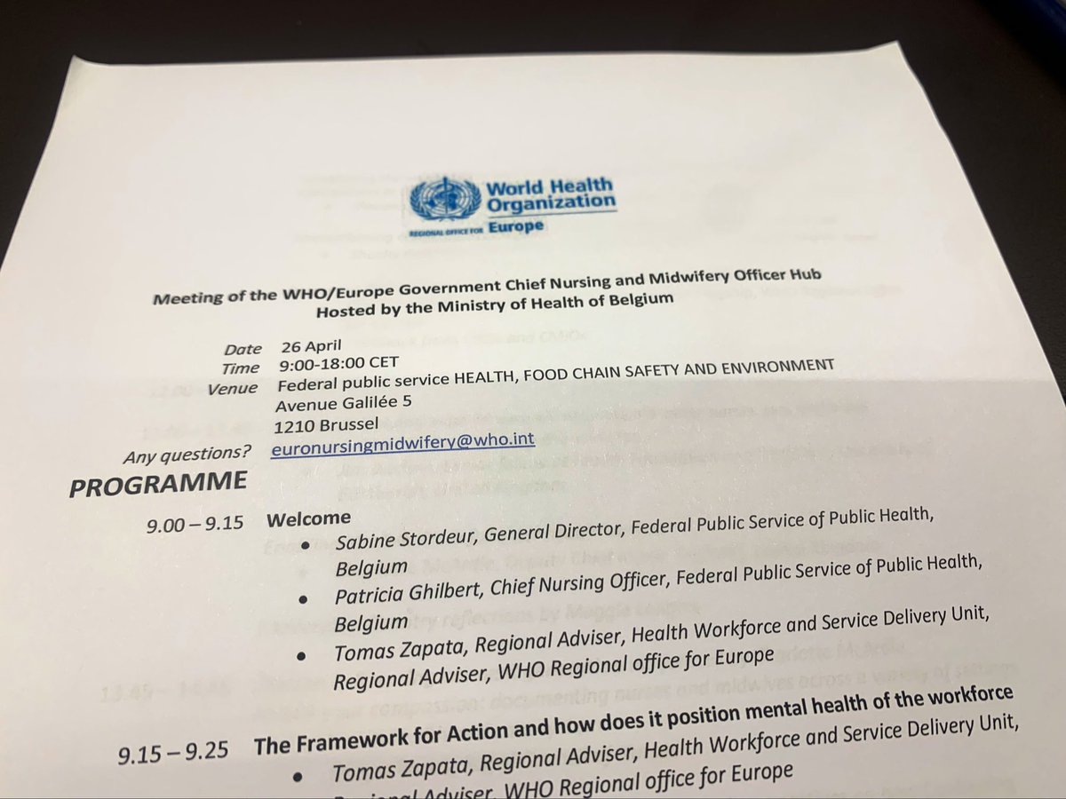 Delighted to be in Belgium with @GrainneSheeran attending the WHO Euro GCNMO meeting. Discussing important health workforce issues many of which were raised at @Magnet4Europe conference this week @chiefnurseIRE