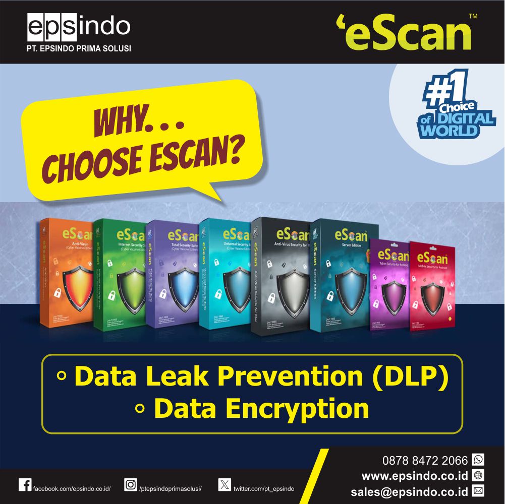 pt_epsindo's tweet image. Anti-Virus eScan

- Data Leak Prevention (DLP)/Pencegahan Kebocoran Data (DLP)

- Data Encryption/Enkripsi data

Contact us
+62 21 6231 8661
sales@epsindo.co.id
epsindo.co.id

#escanantivirus
#escanindonesia
#antivirus
#escan_antivirus
#escanantivirussecurity