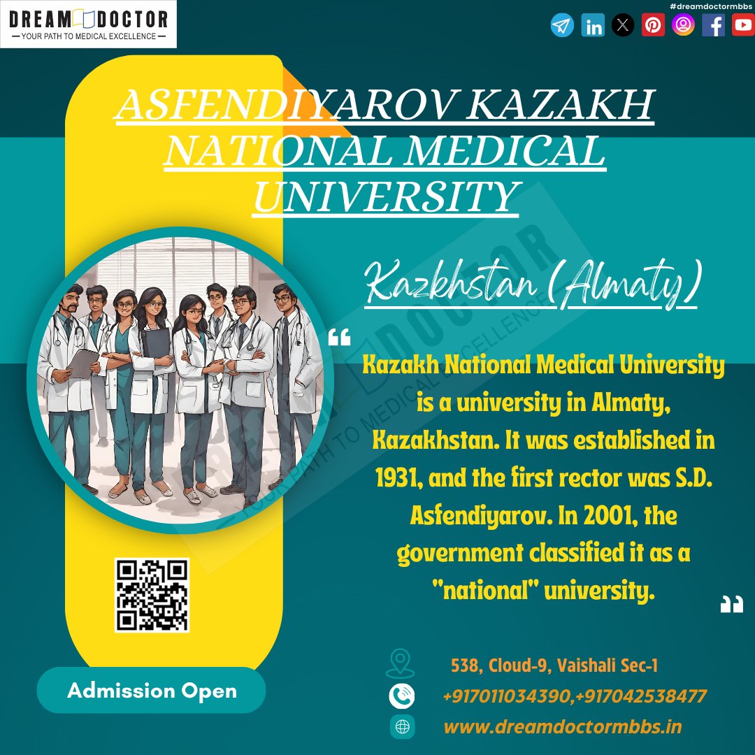 Kazakhstan top medical college Asfendiyarov Kazakh National Medical University is a university in Almaty, Kazakhstan. It is the no.1 medical institute

#kazakhstan #kazaknationalmedicaluniversity #almaty #dreamdoctormbbs #mbbs #mbbsabroad #mbbsstudent #mbbsadmission #neet2024