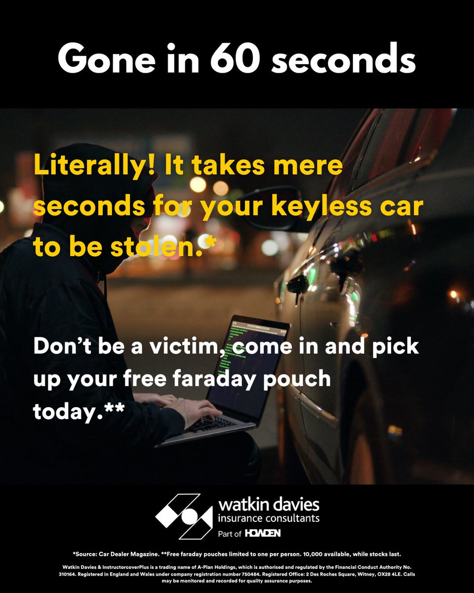 HowdenWales's tweet image. FAO: KEYLESS CAR OWNERS 🚘

With car thefts on the rise, stop by our Cardiff, Newport &amp;amp; Ystrad Mynach branches and pick up a free RFID Signal Blocking Key Pouch* 

#cartheft #keylesscars #rfidpouch

*While stocks last. 1 pouch per customer