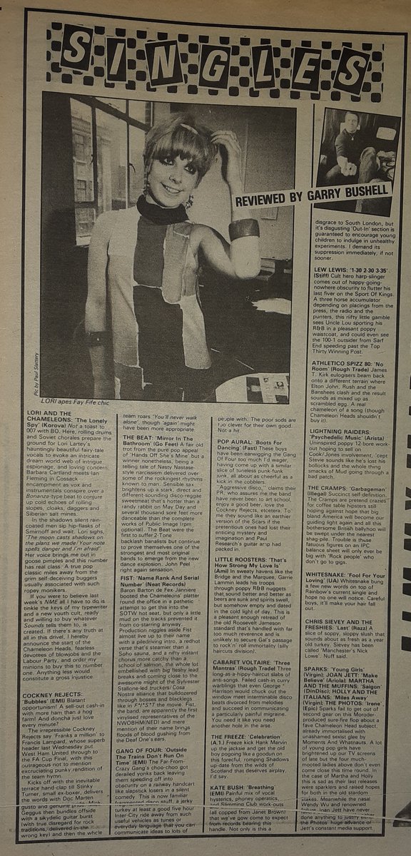 The Singles reviewed by Garry Bushell in Sounds 26th, April 1980, including Cockney Rejects, The Beat, Gang Of Four, Cabaret Voltaire and many more. @GarryBushell @1CockneyRejects @TheBeat @gangof4official @CabsVoltaire