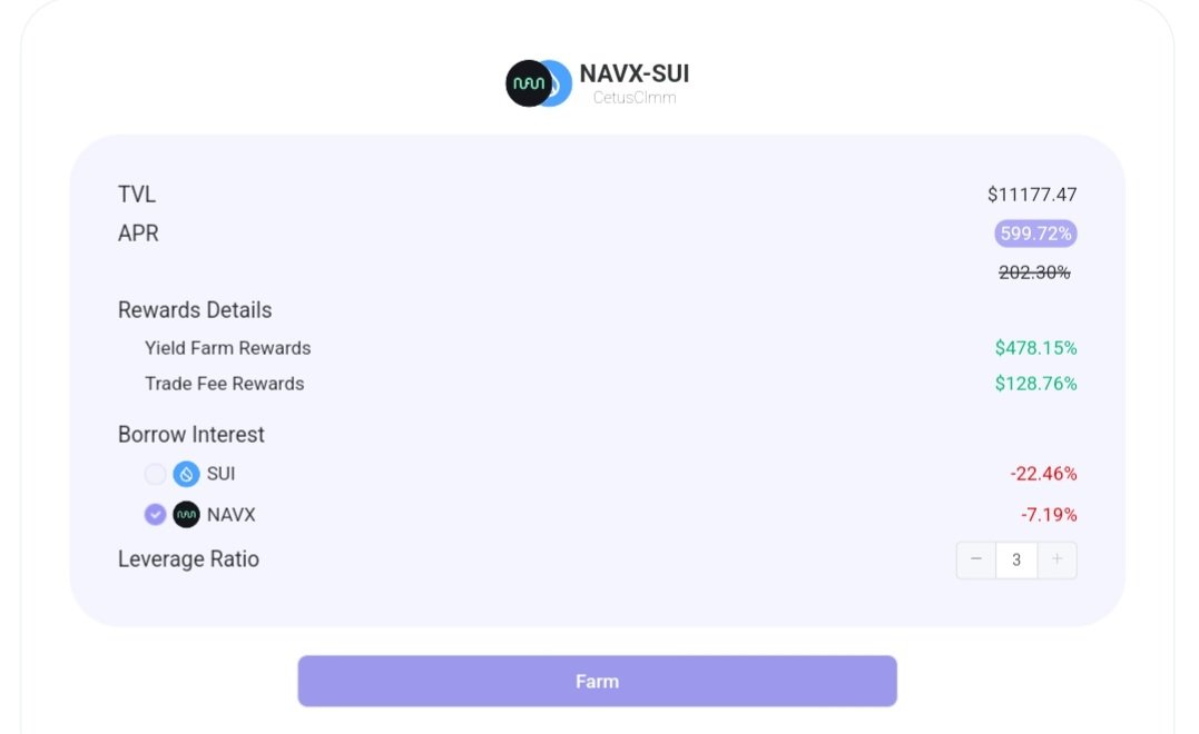 Navigators, recently a new leveraged yield farm goes live at @moledefi, where you can get super high APR 599.69% on SUI - NAVX pool.

Check here👇
app.mole.fi/farm

#SUI #NAVX #DeFi