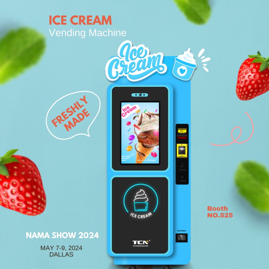 ❄️🥳Prepare to be amazed! This round, we're unveiling our frozen vending machine, freshly made ice cream dispenser, and refrigerated locker at The NAMA SHOW 2024! 
#TCNVending #TheNAMASHOW2024 #FrozenDelights #TCNVending #BrewingInnovation #VendingInnovation #DallasEvent