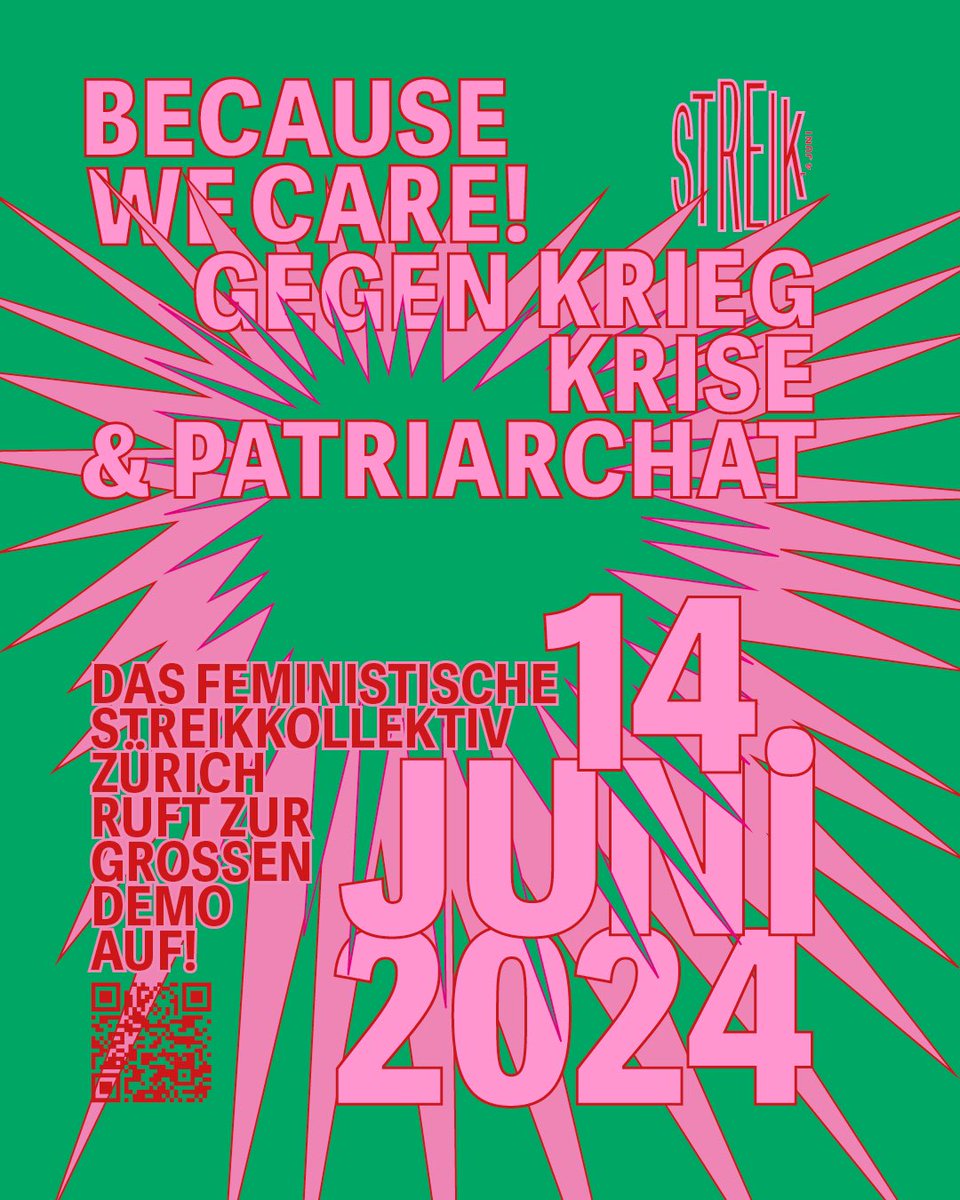 ***SAVE THE DATE*** 
Das feministische Streikkollektiv Zürich ruft zur grossen Demo am 14. Juni 2024 auf! Gegen Krieg, Krise und Patriarchat!
#14juni #FeministischerStreik