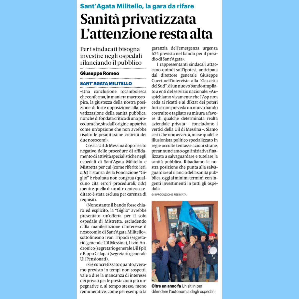 🔵Gazzetta del Sud (26.4.2024)🔵
#uil #messina #sanitapubblica #ospedsle #santagatadimilitello