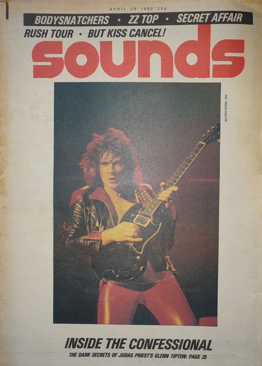 Sounds Front Cover featuring Glenn Tipton of Judas Priest, pic by Ross Halfin in Sounds 26th, April 1980. @judaspriest @RossHalfin