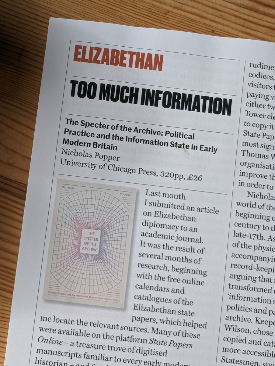 Fantastic to see @rosiejcousins's review of Nicholas Popper's _The Specter of the Archive_ in the new issue of @HistoryToday! @LeedsUniHistory