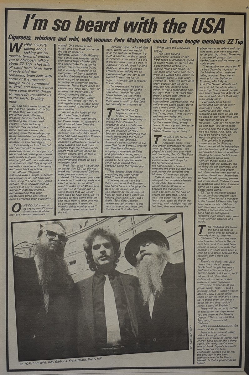 An article on ZZ Top by Pete Makowski in Sounds 26th, April 1980. @PeterMakowski @ZZTop