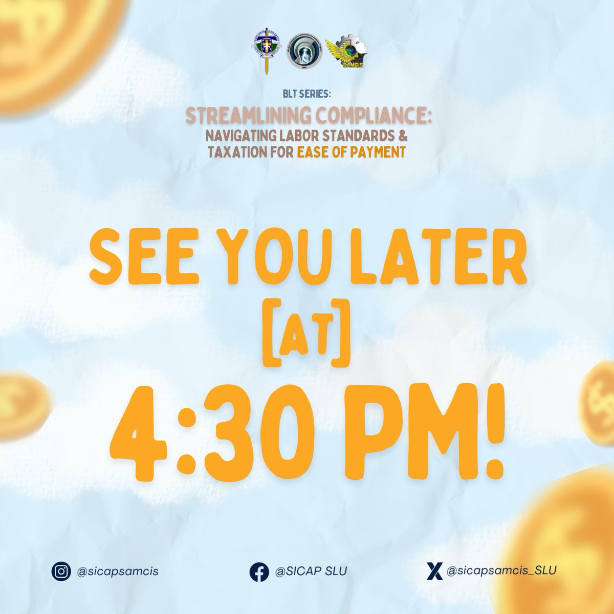 sicapsamcis_slu's tweet photo. [𝐋𝐄𝐒𝐒 𝐓𝐇𝐀𝐍 𝟏 𝐇𝐑 𝐓𝐎 𝐆𝐎!]

This is the day for the 𝐁𝐋𝐓 𝐒𝐞𝐫𝐢𝐞𝐬 — 𝐒𝐭𝐫𝐞𝐚𝐦𝐥𝐢𝐧𝐢𝐧𝐠 𝐂𝐨𝐦𝐩𝐥𝐢𝐚𝐧𝐜𝐞: 𝐍𝐚𝐯𝐢𝐠𝐚𝐭𝐢𝐧𝐠 𝐋𝐚𝐛𝐨𝐫 𝐒𝐭𝐚𝐧𝐝𝐚𝐫𝐝𝐬 &amp; 𝐓𝐚𝐱𝐚𝐭𝐢𝐨𝐧 𝐟𝐨𝐫 𝐄𝐚𝐬𝐞 𝐨𝐟 𝐏𝐚𝐲𝐦𝐞𝐧𝐭 at 𝟒:𝟑𝟎-𝟔:𝟑𝟎 𝐩𝐦 via Zoom. https://t.co/YNtwvoqU28