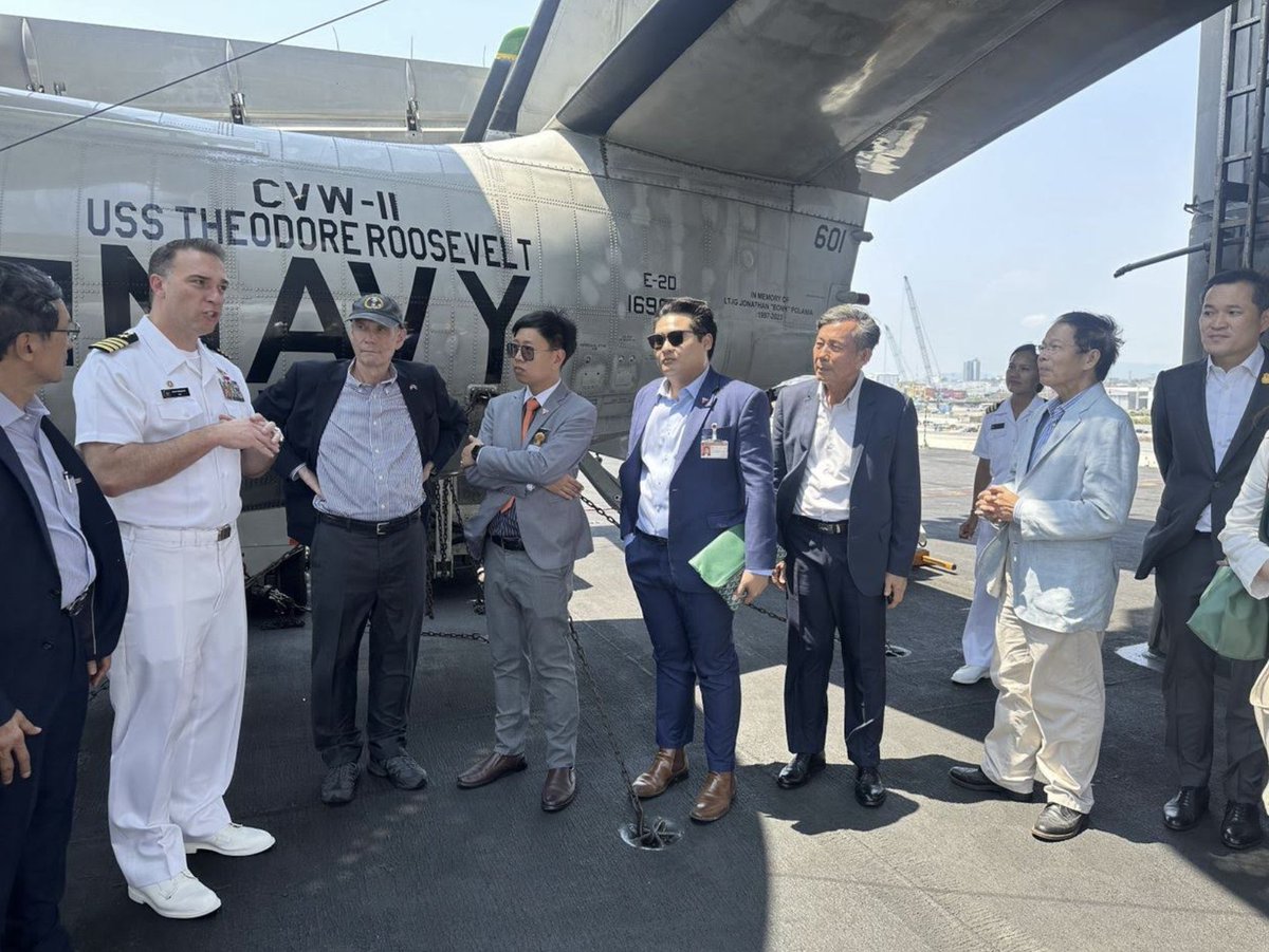 Great to tour the aircraft carrier USS Theodore Roosevelt with Rear Admiral Christopher Alexander and Thai MPs focused on foreign affairs, defense, and budget. Excellent discussions on the U.S.-Thai security relationship and how it contributes to a free and open Indo-Pacific.…