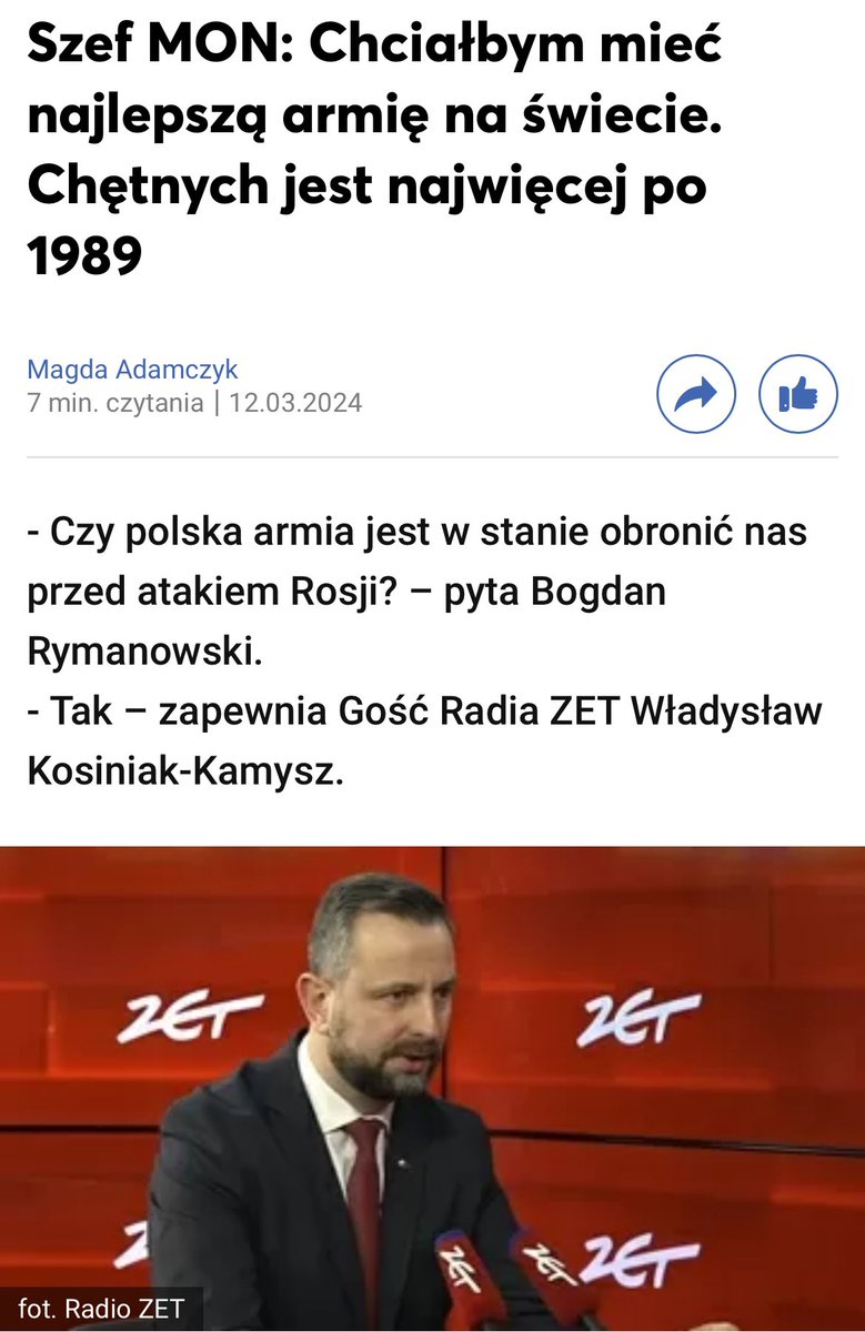 Zastanawiam się, jak długo wytrzyma narracja, która mówi że RP 🇵🇱 nie jest w stanie zbudować CPK, zorganizować usług pocztowych, wyprodukować auta elektrycznego albo mieszkań, ale jest w stanie wystawić „najlepsza armię świata”, która odstraszy/pokona atomowego adwersarza? 🧐