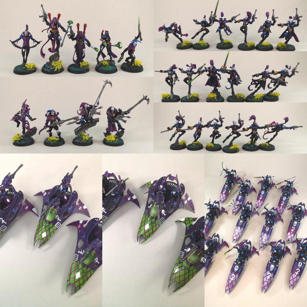 This week I've been adding detail to a Harlequins army which had already been neatly basecoated by another painter some time back - I've added edge highlights, gems, decals and diamonds ♦️🎭 #miniaturepainting #wargaming #wh40k #WarhammerCommunity #wepaintminis #commissionsopen