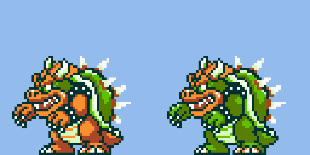 tecmiz's tweet photo. @nescartridges I tried to give it the classic colors without changing the sprite that much, it looks great....?

I think the problem is that it needs goofy proportions 🙃 https://t.co/SquugKDg5x