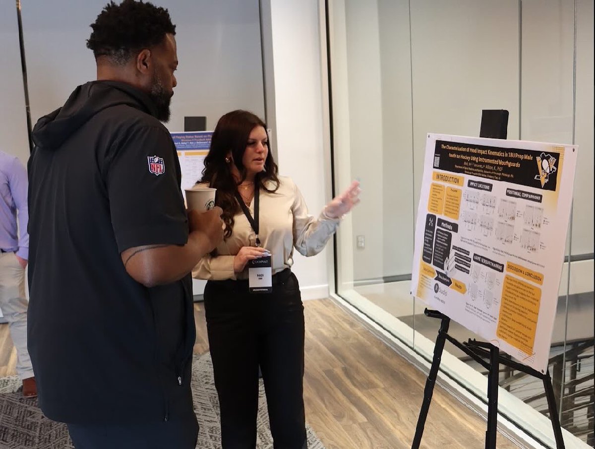 CoachStephMock's tweet photo. We are so proud of our students’ hard work &amp; congratulate them on a job well done!👏

Our @PittSHRS MS in Sports Science students showcased their research during a poster session on Saturday &amp; were able to network w/ industry professionals at the @catapultsports Conference. https://t.co/vWynWc5OlW