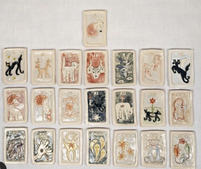 A ceramic tarot of the major arcana created by Luisa Ventisei