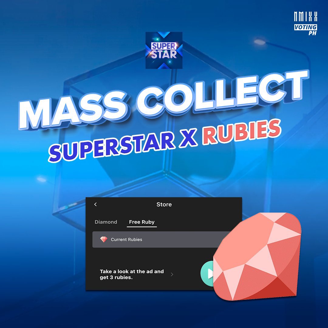 🚨SUPERSTAR X Mass Collection App gives only 1💎 per ad so we need to work hard preparing many & early for upcoming comeback ✔️Watch 15 ads ✔️Participate in missions min 250💎 for Live Vote 750💎 for Hotstage Vote 🤖bit.ly/3S7mj8c 🍎apple.co/3tzFDlg #NMIXX