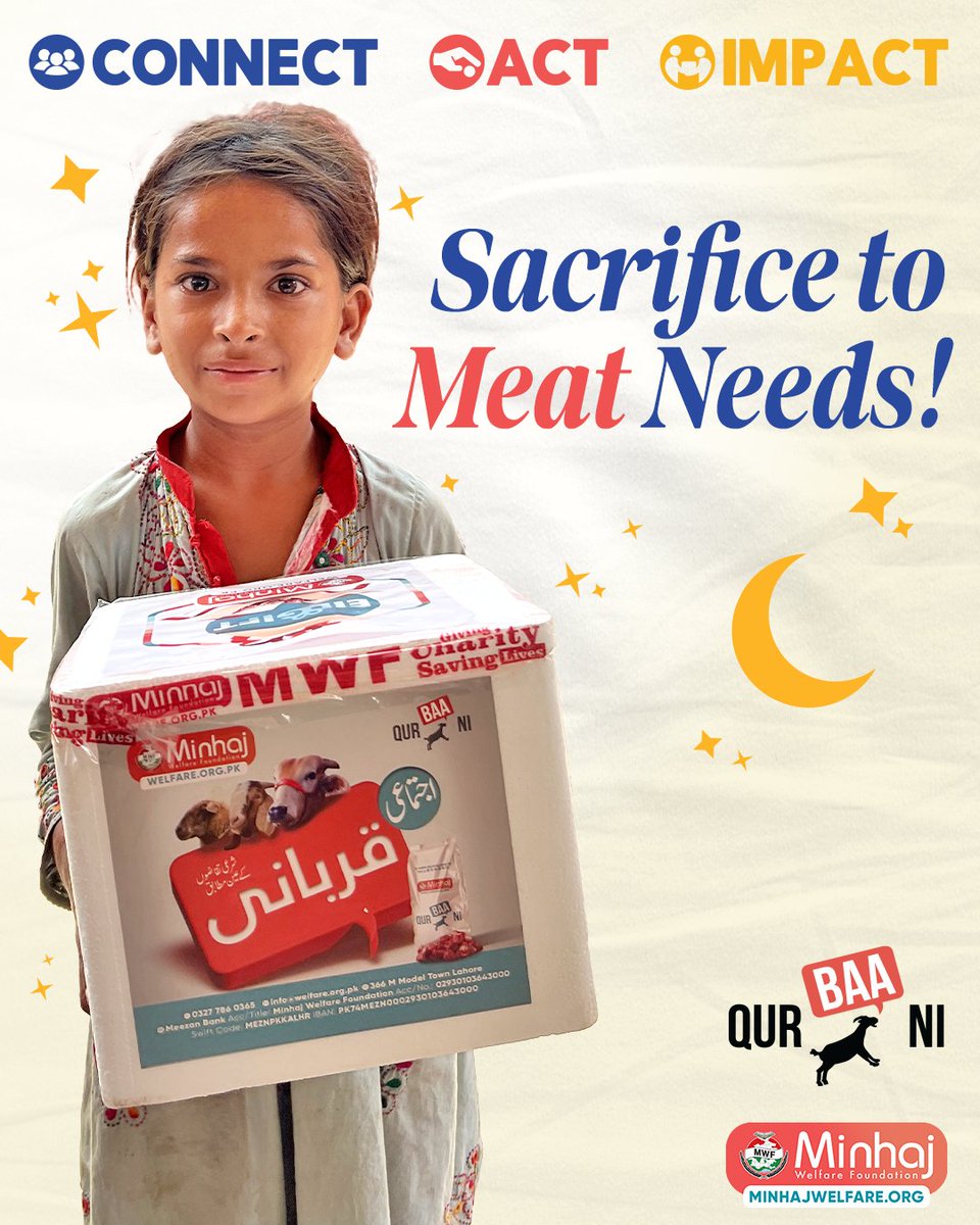 🐐 Qurbani provides us with blessings and food for the needy. 

🍽️ Let's honor the tradition of the Prophet (PBUH) and help those fighting hunger.

💰 Donate your Qurbani:  
🔗 minhajwelfare.org/qurbani-2024/

#MWF #Qurbani #QurbaniFeedSouls #HelpFeed #EidUlAdha #Donate #Charity