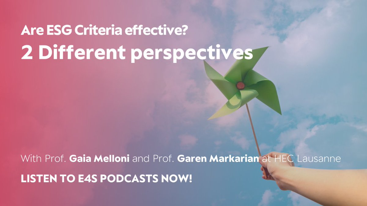 ➡️ Are ESG Criteria effective? Dive into two different perspectives on ESG with HEC Lausanne Professors Gaia Melloni & Garen Markarian in Perspectives, E4S podcast series! 🌱💡 👉 More at: bit.ly/3W9d367 #heclausanne #E4S #ESGreporting #sustainability