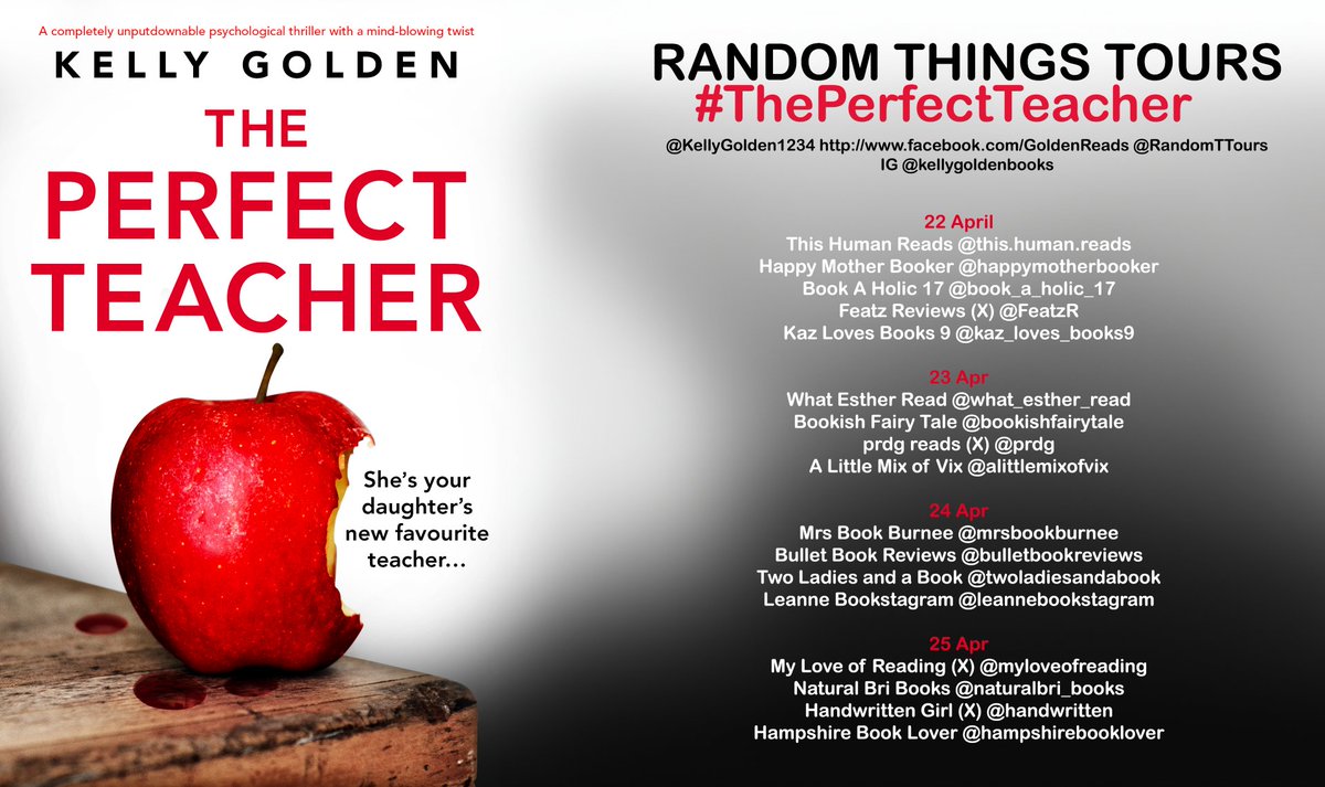 MASSIVE CHEERS #RandomThingsTours Bloggers for supporting #ThePerfectTeacher @KellyGolden1234 Please share reviews on Amazon/Goodreads