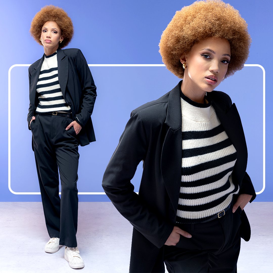That mood when you want a Winter classic look without breaking the bank. Get the wardrobe classics like the coolest blazer for only R399 plus matching pants for a low R329. The Stripe Knitwear is only R429. #MakroMood #MakroWinterClothing