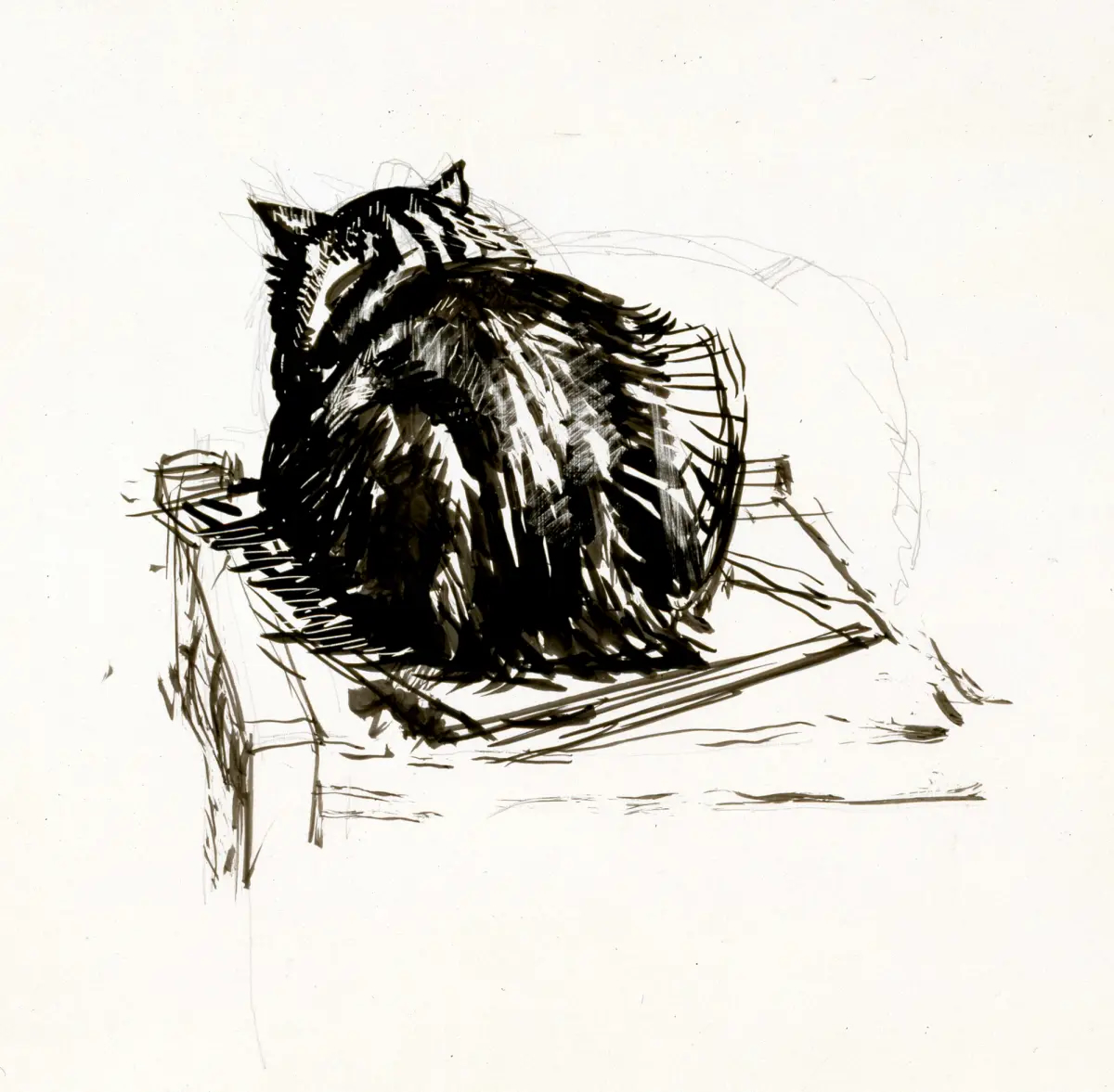 Our #RAFridayDoodle is inspired by F. Ernest Jackson ARA’s drawing of a cat viewed from behind. Draw us the cutest thing you’ve ever seen 🐱 Image caption in ALT text.