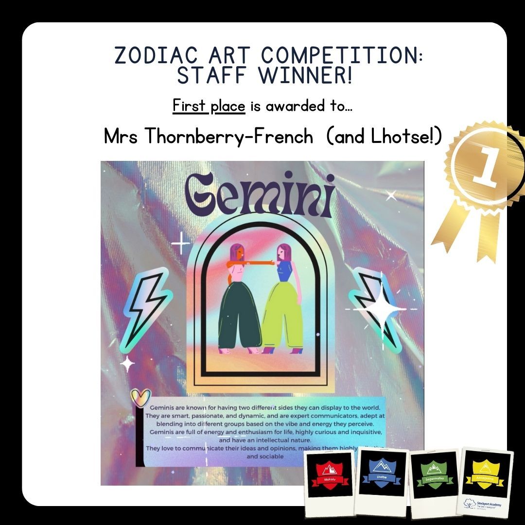 🔮 A huge well done to the winners of our Zodiac Art Competition! 🔮 Zoya, Shrinikesh, Lexie & Mrs Thornberry-French have created some beautiful pieces and won house points for themselves and their houses! 💛❤️💚💙 #OpportunityToSucceed #Aspirtation #Community