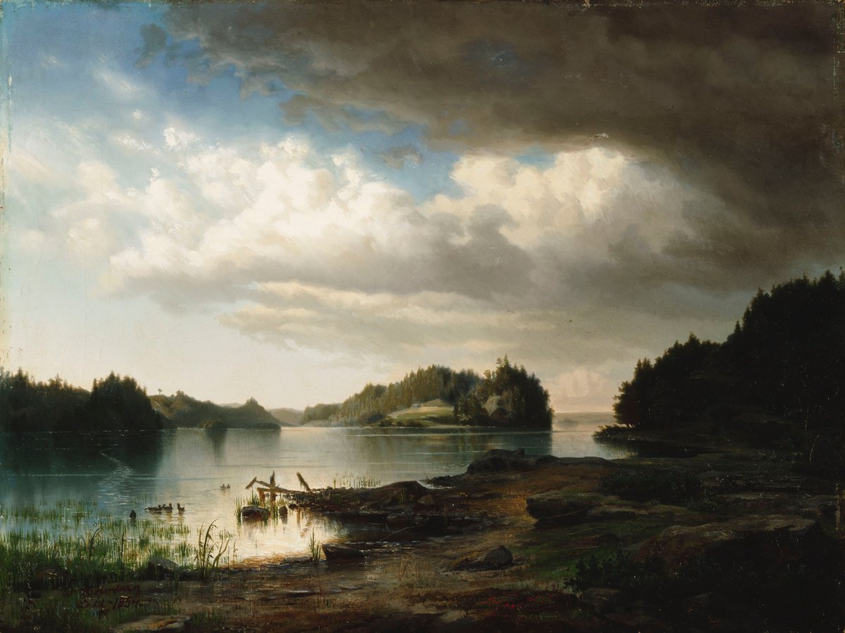 #HistoryofPainting 

Gustaf Werner Holmberg (1 November 1830 – 24 September 1860) was a Finnish landscape painter.

Finnish Lake Landscape, 1854

Collection: Finnish National Gallery
Source/Photographer: kokoelmat.fng.fi/app?si=A+II+941