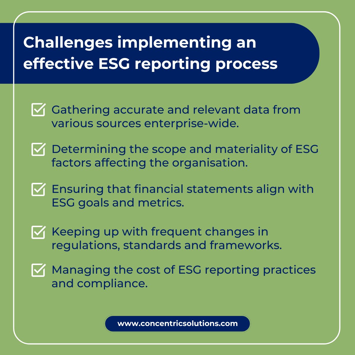 Experiencing challenges in #ESGreporting for your organisation? Navigate the future with confidence. 🗺️ Let us help you chart a path to ESG reporting success >> concentricsolutions.com/solutions/esg-… #esgcompliance #esgdisclosures #esgstrategy #esgintegration