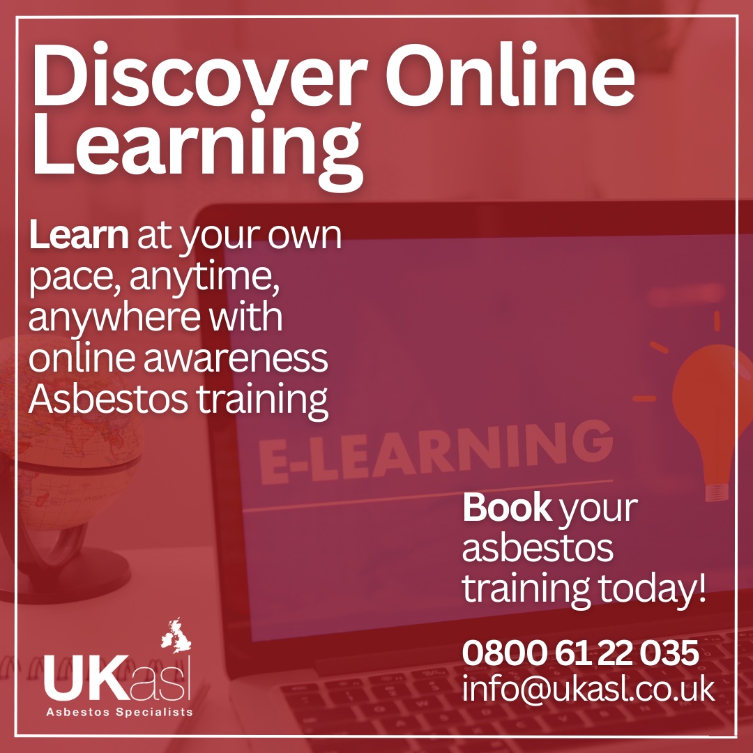 Learn at your own pace, anytime, anywhere with online awareness Asbestos training

For more information, get in touch. 

📞0800 61 22 035 
📧info@ukasl.co.uk

#asbestos
#asbestosawareness
#stopthinkasbestos