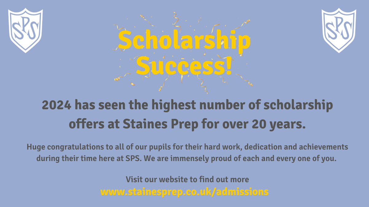 We are excited to share the fantastic achievements of our Year 6 pupils who have been awarded scholarships in a variety of subjects. 14 pupils have achieved 22 scholarships across 10 senior schools. Visit our website for more details - link in bio! #StainesPrep #BeYourBest