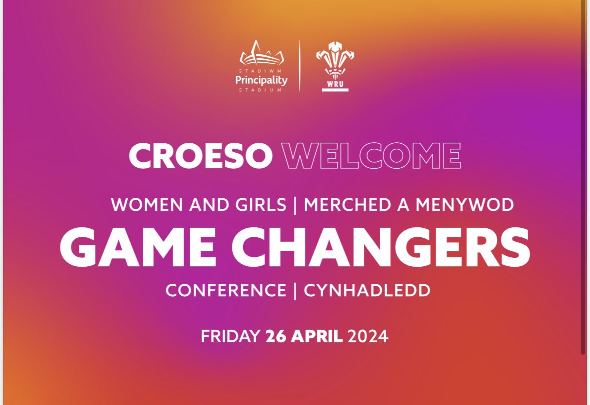 Excited to be attending the @WelshRugbyUnion Women and Girls Game Changers conference at the the Principality today with @LoisSeren @EloiseKirby_PGR @julianowenPhD Thanks for the invite WRU and looking forward to some great talks 💪🏻 @SportSciBangor @PsychBangor @RugbyKX