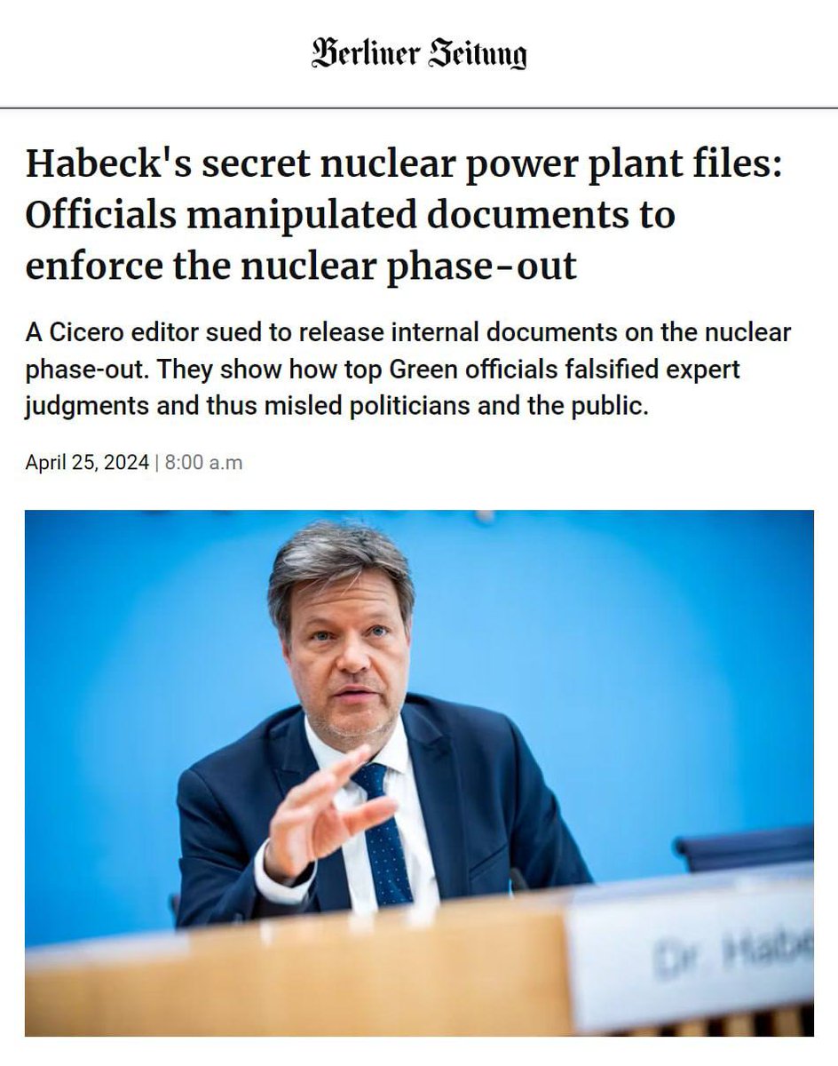 German Green Party officials manipulated documents to enforce the nuclear phase-out by falsifying expert judgments and misled the public internal documents show. Cicero editor Daniel Gräber released documents that now allow an insight into the decisions of the Green party.