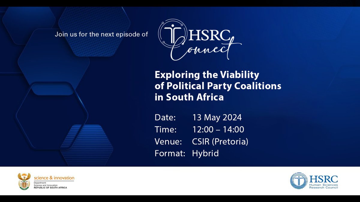 Does the country's current political climate have you overwhelmed and confused about where to make your mark come 29 May? The next episode of the #HSRCConnect will explore the viability of coalitions, and may just help shed some light. ☑️ Register: loom.ly/N6SRY-w