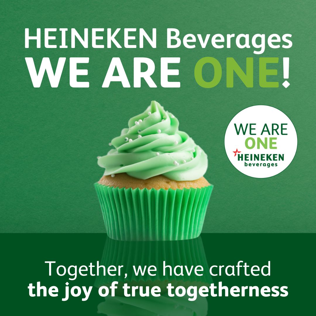 HEINEKEN Beverages We Are One!
 
Together, we have crafted the joy of true togetherness while working together to create a regional beverage champion - we are proud of our work and continue growing together!  #WeAreHeineken #WeAreOne