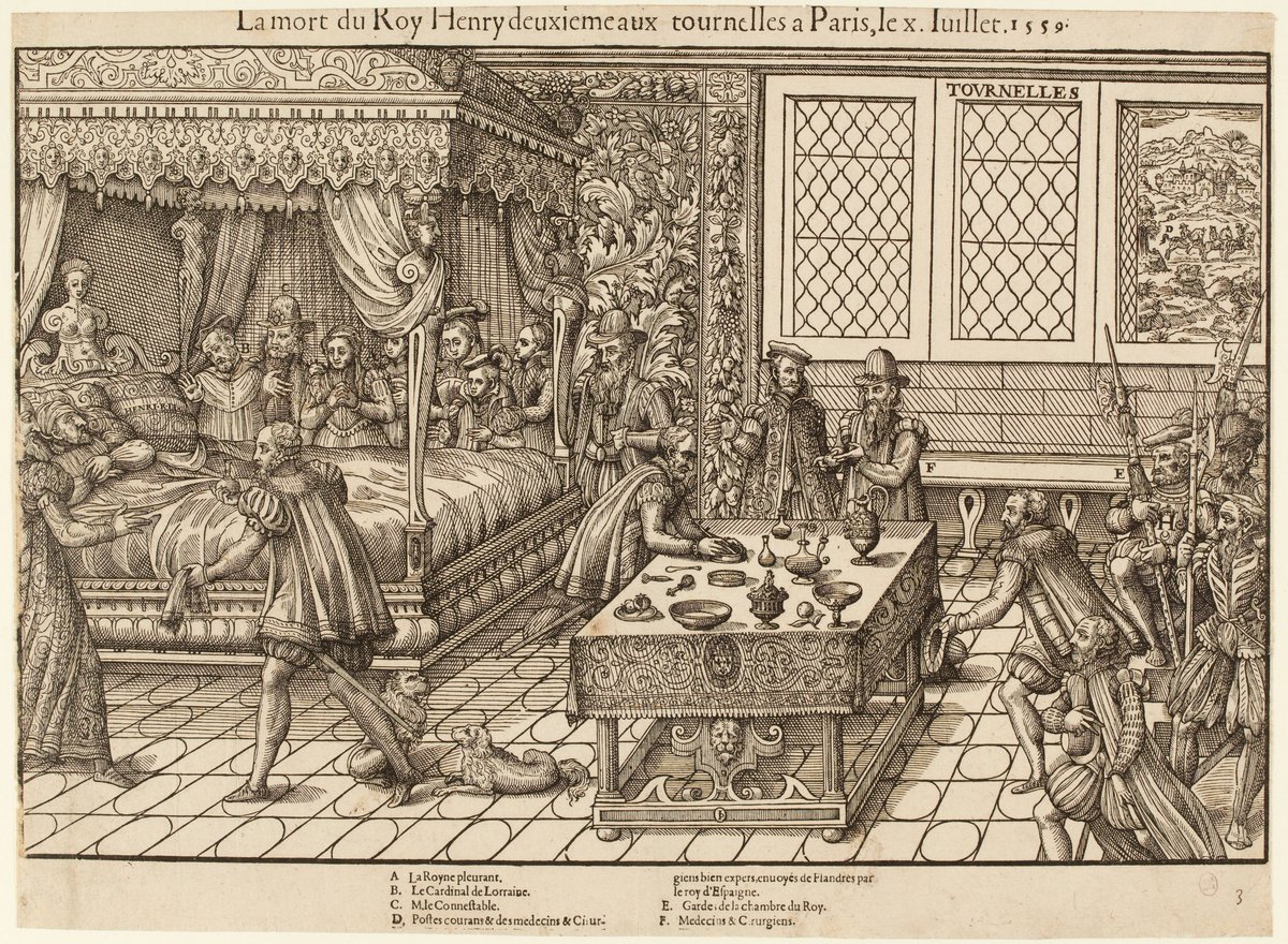 Hospital and Household Medicine 12:

Ambroise Paré and Andreas Vesalius assist Henry II, Paris 1559

drawing by Jacques Perrissin engraved by Jacques Tortorel, Inventory no:
G.22810, Musée Carnavalet, Paris.

#csmbr #medicalhistory