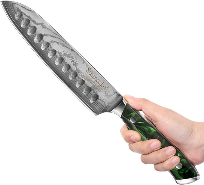 Meet the Santoku knife: Emerald-like handle, seamless design, effortless cleaning. 
#KitchenEssentials #EffortlessElegance
