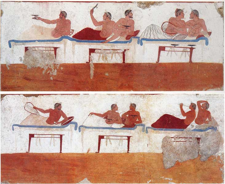 #FrescoFriday
Tomb of the Diver at Paestum
It was found by Mario Napoli in June of 1968, near the city of Paestum located in Magna Graecia. Its significance is that it contains the only example of Greek wall painting from the Classical period to survive in entirety.