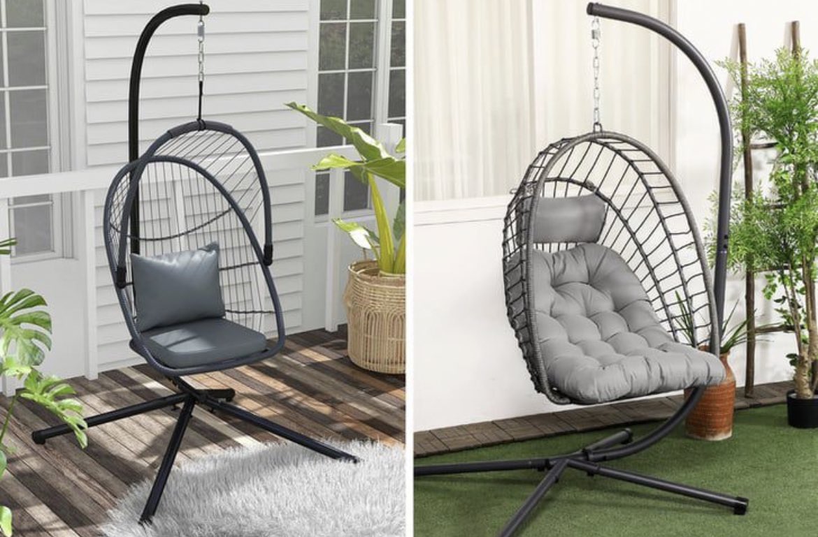 This gorgeous hanging egg chair comes in at under £130 delivered! 

Available in both dark or light grey ☀️

Perfect place to chill with a wine after work 🥰

Check it out here 👉 awin1.com/cread.php?awin…