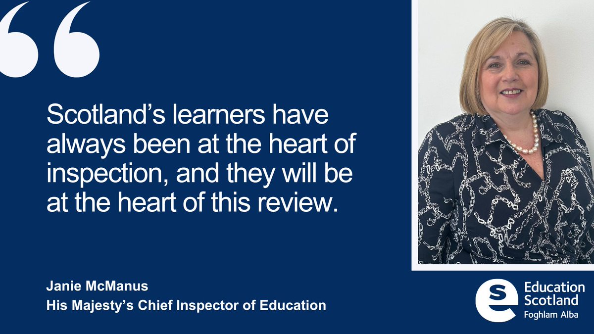 Scotland’s HM Chief Inspector of Education @janieamcmanus has announced there will be a review of school inspections developing new approaches. Find out more: education.gov.scot/news/hm-chief-…