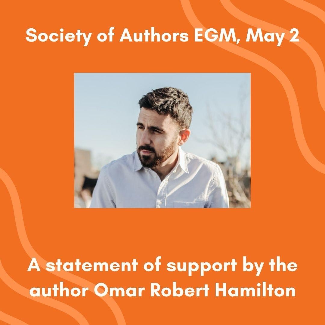 Statement of support from author @ORHamilton. 🚨 @Soc_of_Authors informed us the deadline for NEW MEMBERS or REJOINING MEMBERS registration is TODAY MIDDAY. 🚨 Register to vote now and let us know in DM’s if you need help or assistance with the membership fee.