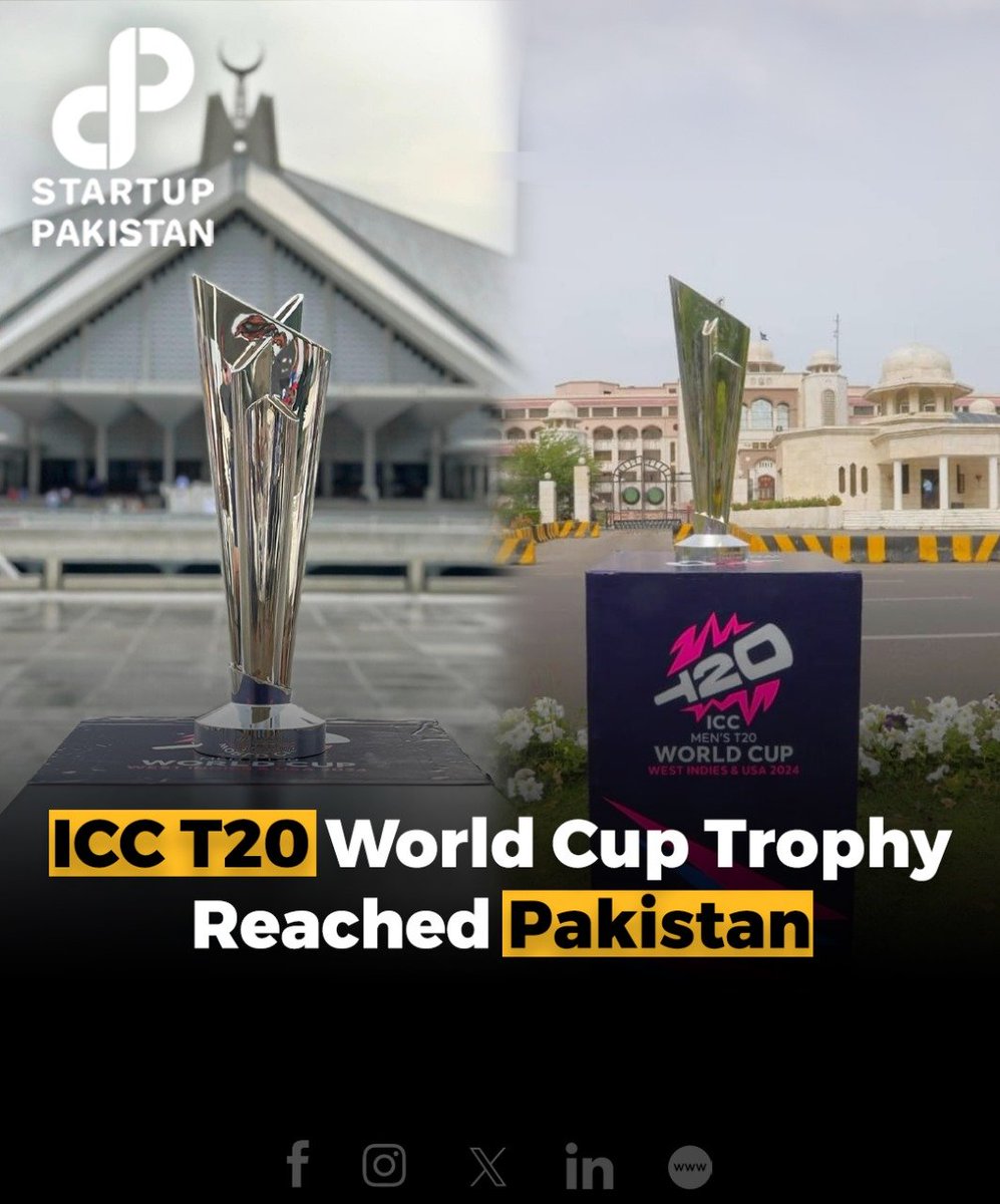 The ICC T20 World Cup 2024 trophy has embarked on a three-day journey across Pakistan, marking a significant stop in Islamabad as part of its global tour leading up to the main event in June.

#ICCT20 #Worldcup #trophy #Pakistan