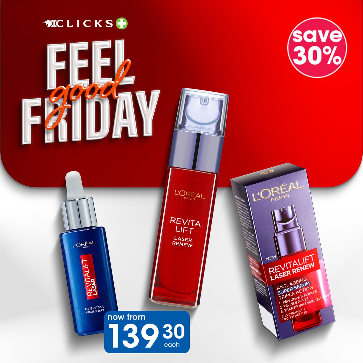 Unlock your skin's radiant potential with these feel-good deals on L'Oreal serums! 🌟 Seize these exclusive offers and give your skin some extra love before they run out. Available online only for one day only. -> bit.ly/3UwG8Hk #FeelGoodFriday #Save #ShopOnline