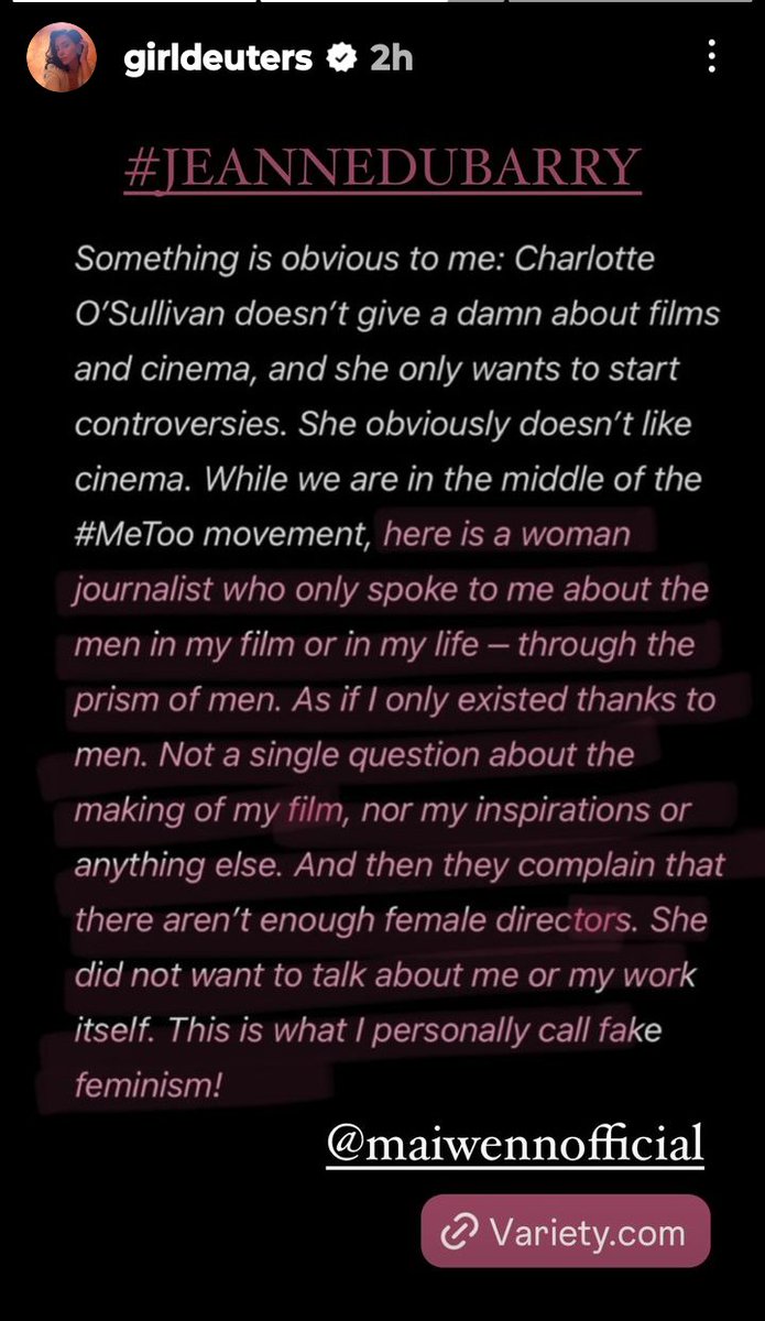 I love her calling their BS out .
Journalistic integrity , on the whole, seems to be resigned to the history books. 
You know, when it meant something to be proud of your work .
Charlotte O'Sullivan let's herself down , badly. 

#Maiwenn