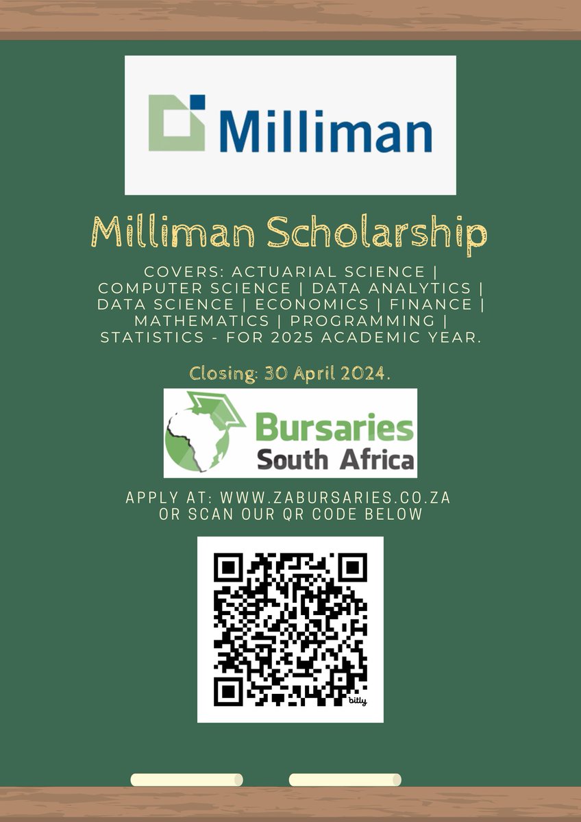 REMINDER: The Milliman Scholarship is closing on 30 April! bit.ly/MillimanScholar