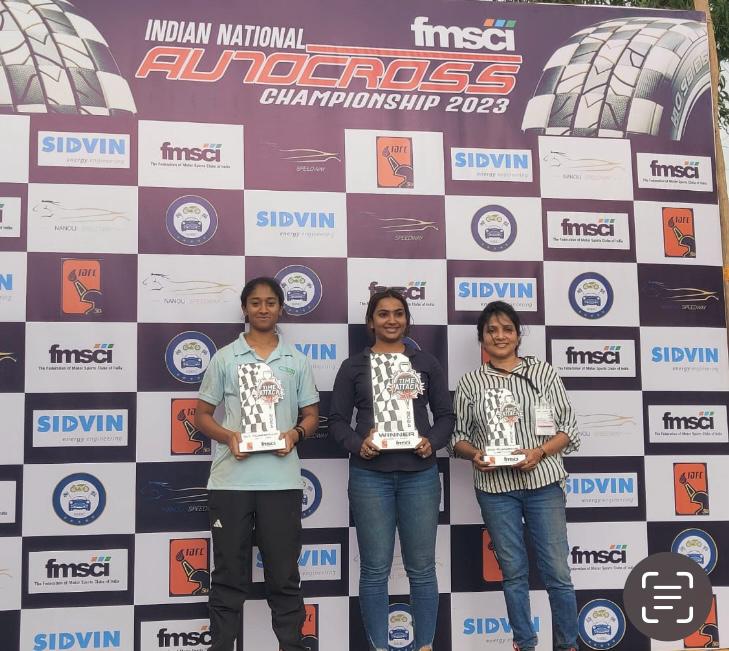 🏁Winners of the Womens class at the IARC Time Attack at Nanoli- (L to R)Tarushi Vikram, Nikeeta Takkale and Nikita Nair 🏁